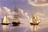 William Bradford Canvas Paintings - The Kennebec River, Waiting for Wind and Tide